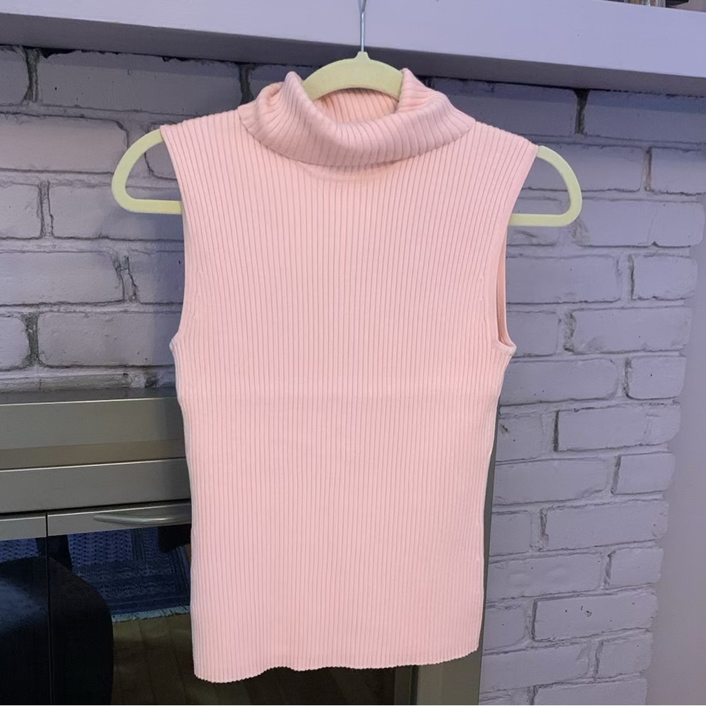Chico's Light Pink Ribbed Turtleneck Sweater
